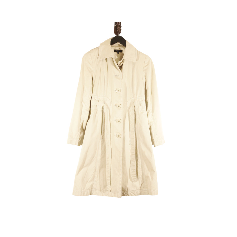 Jungal Belted Trench Coat Button Front Jacket Khaki Beige 2 Two